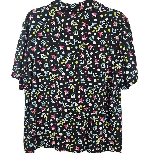 Ladies Fun Party Retro 90s Funky Abstract Graphic Allover Black White Koret XL - Picture 2 of 11